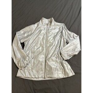 Women's Polo Golf Ralph Lauren Silver Water Resistant Jacket Shiny Sportswear XL